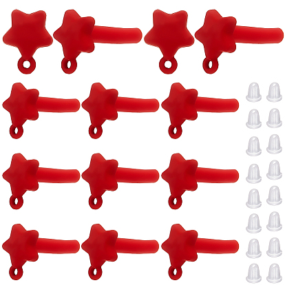 40шт. фурнитура для сережек-гвоздиков из сплава в форме звезды, с петлей, платина, с 80 пластиковыми ушными гайками