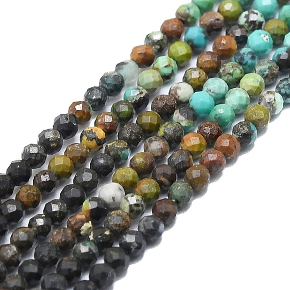 Natural Chrysocolla Beads Strands, Faceted, Round