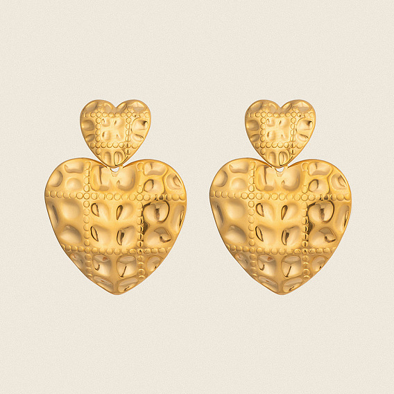 Рельефное сердечко 304 серьги-подвески из нержавеющей стали