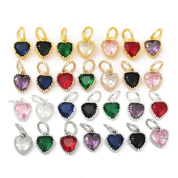 Латунные микро проложить кубического циркония подвески, сердце прелести, стойки покрытие, долговечный, с целью перехода в кольце