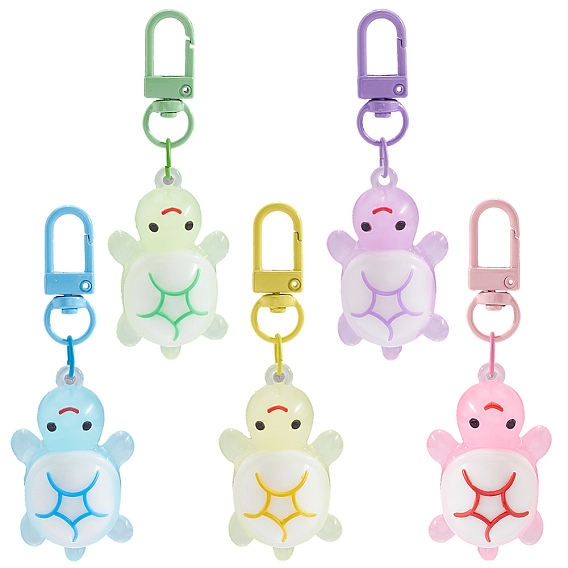 5 шт. 5 Цвета ПВХ пластик и смола подвеска в виде черепахи украшение, с поворотными застежками сплава