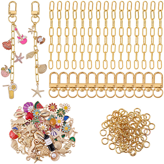 Наборы для изготовления ключей своими руками, в том числе железные кольца для ключей, латунные кольца прыжок открыт, сплавные поворотные застежки и подвеска