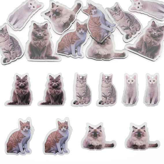 10шт 5 стили печатных акриловых подвесок, форма кошки