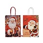 Рождественские бумажные сумки с изображением Санта-Клауса, принадлежности для хранения подарков, прямоугольные