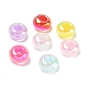 UV Plating Transpant Resin European Beads, Large Hole Beads, Iridescent, Rondelle