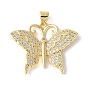 Латунные микропаве прозрачные подвески с фианитом, без кадмия и без свинца, бабочка
