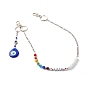 304 Stainless Steel Chain Decorations, with Lampwork & Acrylic & Brass Beads,  Alloy Swivel Clasps with Iron Key Rings, Evil Eye