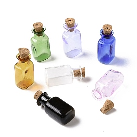 Rectangle Miniature Glass Bottles, with Cork Stoppers, Empty Wishing Bottles, for Dollhouse Accessories, Jewelry Making