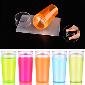 Silicone Nail Art Seal Stamp and Scraper Set, with Cap, Nail Printing Template Tool