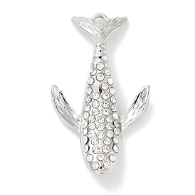 Alloy Rhinestone Pendants, Whale