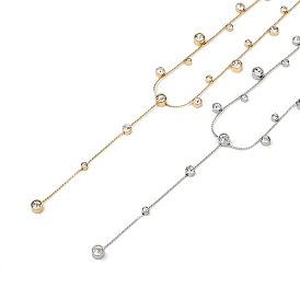 304 плоская круглая цепочка из нержавеющей стали с прозрачным кубическим цирконием и ожерельями