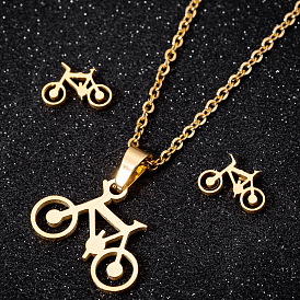 Vintage Bicycle Earrings and Collarbone Chain Set for Women - Campus Chic Cycling Accessories