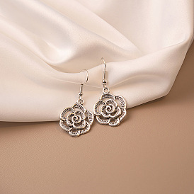 Romantic Vintage Rose Earrings with French Flair and Delicate Cutouts