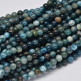 Round Natural Apatite Beads Strands, Grade AB