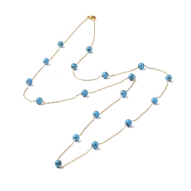 Synthetic Turquoise Beads Necklaces, 304 Stainless Steel Cable Chain Jewelry for Women