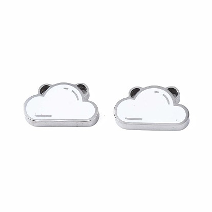 304 Stainless Steel Pendants, with Enamel, Cloud