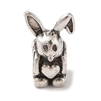 Tibetan Style Alloy European Beads, Lead Free & Cadmium Free, Large Hole Beads, Rabbit