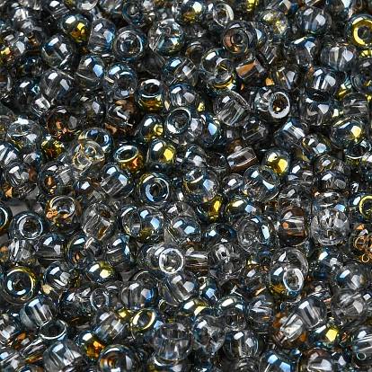 Metallic Colors Glass Seed Beads, Half Plated, Two Tone, Round