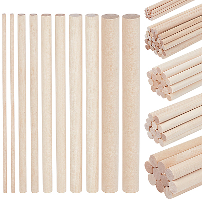 100Pcs Wood Sticks, Round Dowel Rod, Column