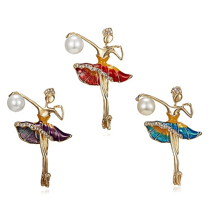 Ballerina Ballet Alloy Rhinestone Brooch, Dancing Girl