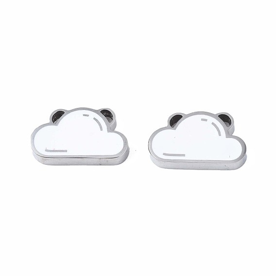 304 Stainless Steel Pendants, with Enamel, Cloud