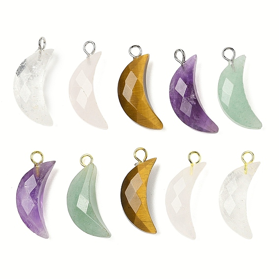 Природных драгоценных камней подвески, с латунной фурнитурой , граненые, Луна прелести