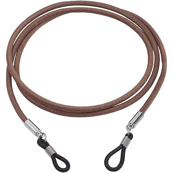 Ремешок на шею из коровьей кожи для очков, шнурок для очков с резиновыми петлями на концах