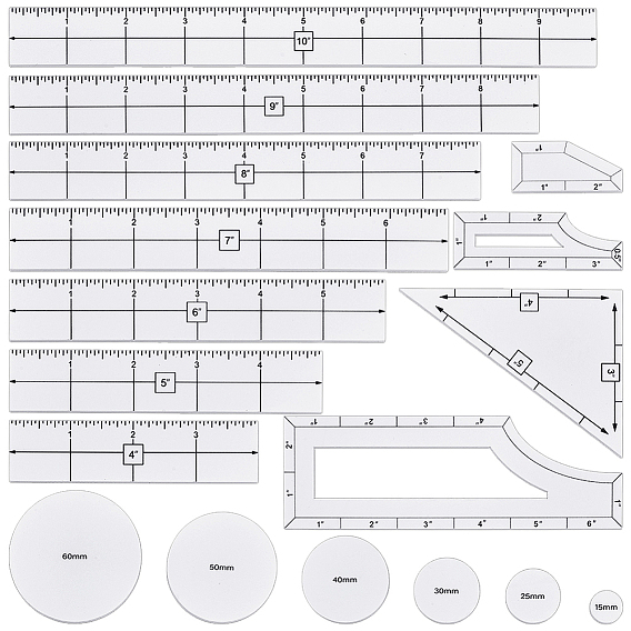 1 набор акриловых линеек, измерительный инструмент для швейных проектов, прозрачные