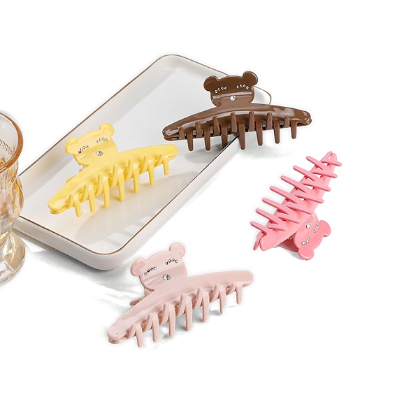 Заколки для волос в форме когтей из ацетата целлюлозы, аксессуары для волос со стразами для женщин и девочек, медведь