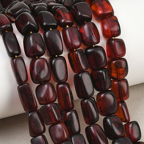 Natural Blood Amber Beads Strands, Nuggets, Tumbled Stone