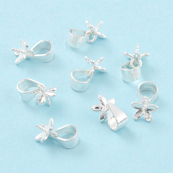 925 поручни из стерлингового серебра, защелкнуть на поруки с колышком, цветок