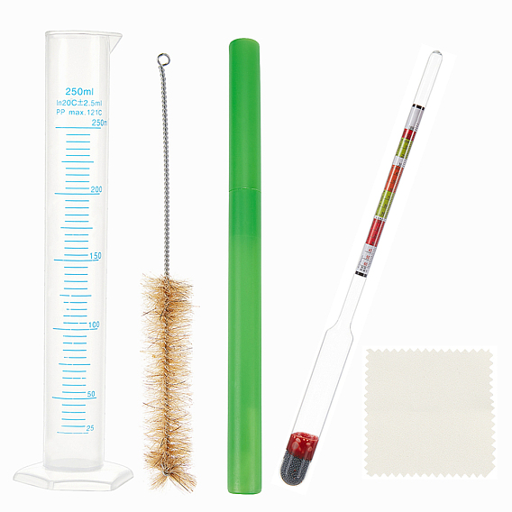 Tool Sets, Including 1Pc Glass Alcoholometer, 1Pc Plastic Measuring Cups, 1Pc Pig Hair Beaker Brush, 3Pcs Suede Fabric Silver Polishing Cloth
