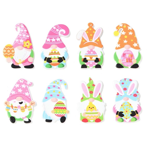 Печатные акриловые подвески, пасхальный, гном с пасхальными яйцами