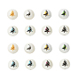 80Pcs 8 Colors Christmas Opaque Glass Beads, Round with Electroplate Christmas Tree Pattern