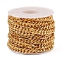 Brass Curb Chain, Cuban Link Chains, Chunky Chains, Faceted, Diamond Cut Chains, Unwelded, with Spool, for Jewelry Making