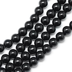 Brins de perle de pierre noire synthétique, ronde