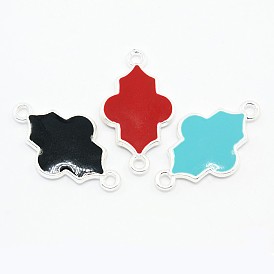 Mixed Enamel Color Alloy Links Connectors, Polygon, 27.5x16x3mm, Hole: 1.5mm