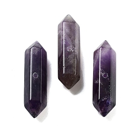 Natural Amethyst Double Terminal Pointed Beads, Faceted Bullet