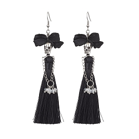 Halloween Alloy and Polyester Pendants Earrings, Skull