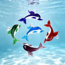 Colgantes de cristal de colores varios hechos a mano, encantos de delfines