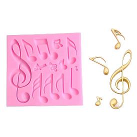 Music Note Design DIY Food Grade Silicone Molds, Fondant Molds, For DIY Cake Decoration, Chocolate, Candy, UV Resin & Epoxy Resin Jewelry Making, 108x112x10mm