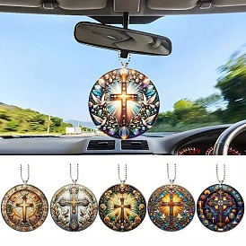 Акриловые плоские круглые и крестообразные подвесные украшения, для внутреннего зеркала заднего вида автомобиля подвесной орнамент