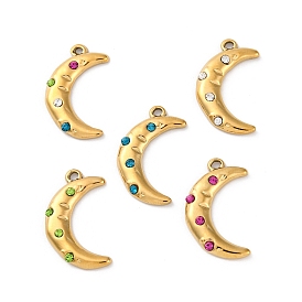 304 из нержавеющей стали горный хрусталь подвески, ионное покрытие (ip), луна, реальный 14 k позолоченный