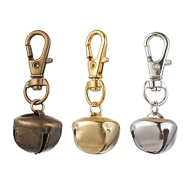 3Pcs 3 Colors Iron Bell Pendant Decoration, Alloy Swivel Lobster Claw Clasps Charms for Backpack Key Chain Ornaments