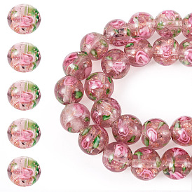 1 Нити бусин ручной работы из золота и песка, изготовленные методом лэмпворк, круглая с цветком