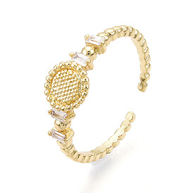 Латунные кольца-манжеты с микропаве и прозрачным цирконием для женщин, без кадмия, без никеля и без свинца, подсолнечник