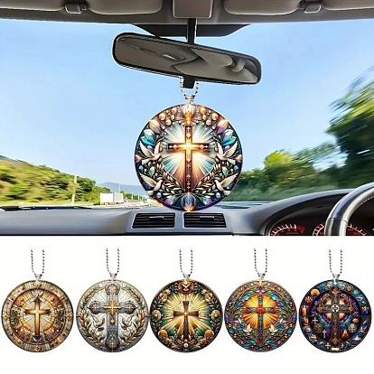 Акриловые плоские круглые и крестообразные подвесные украшения, для внутреннего зеркала заднего вида автомобиля подвесной орнамент
