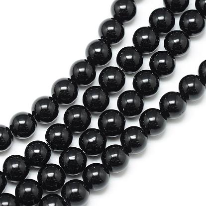 Synthetic Black Stone Bead Strands, Round