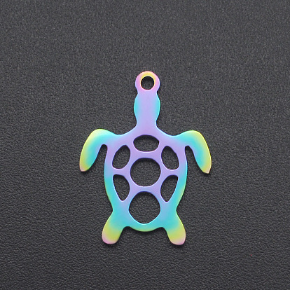 Ion Plating(IP) 201 Stainless Steel Pendants, Tortoise, Laser Cut