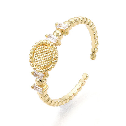 Латунные кольца-манжеты с микропаве и прозрачным цирконием для женщин, без кадмия, без никеля и без свинца, подсолнечник